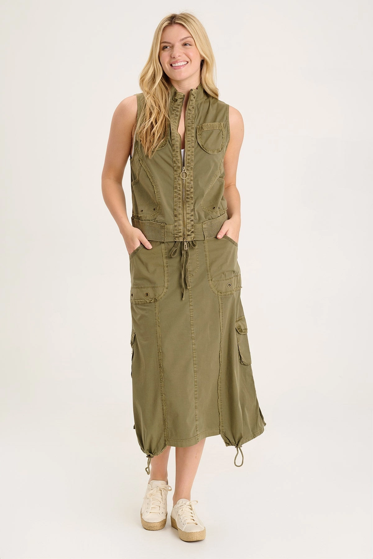 Grindelle Cargo Vest in Poplin and Jersey