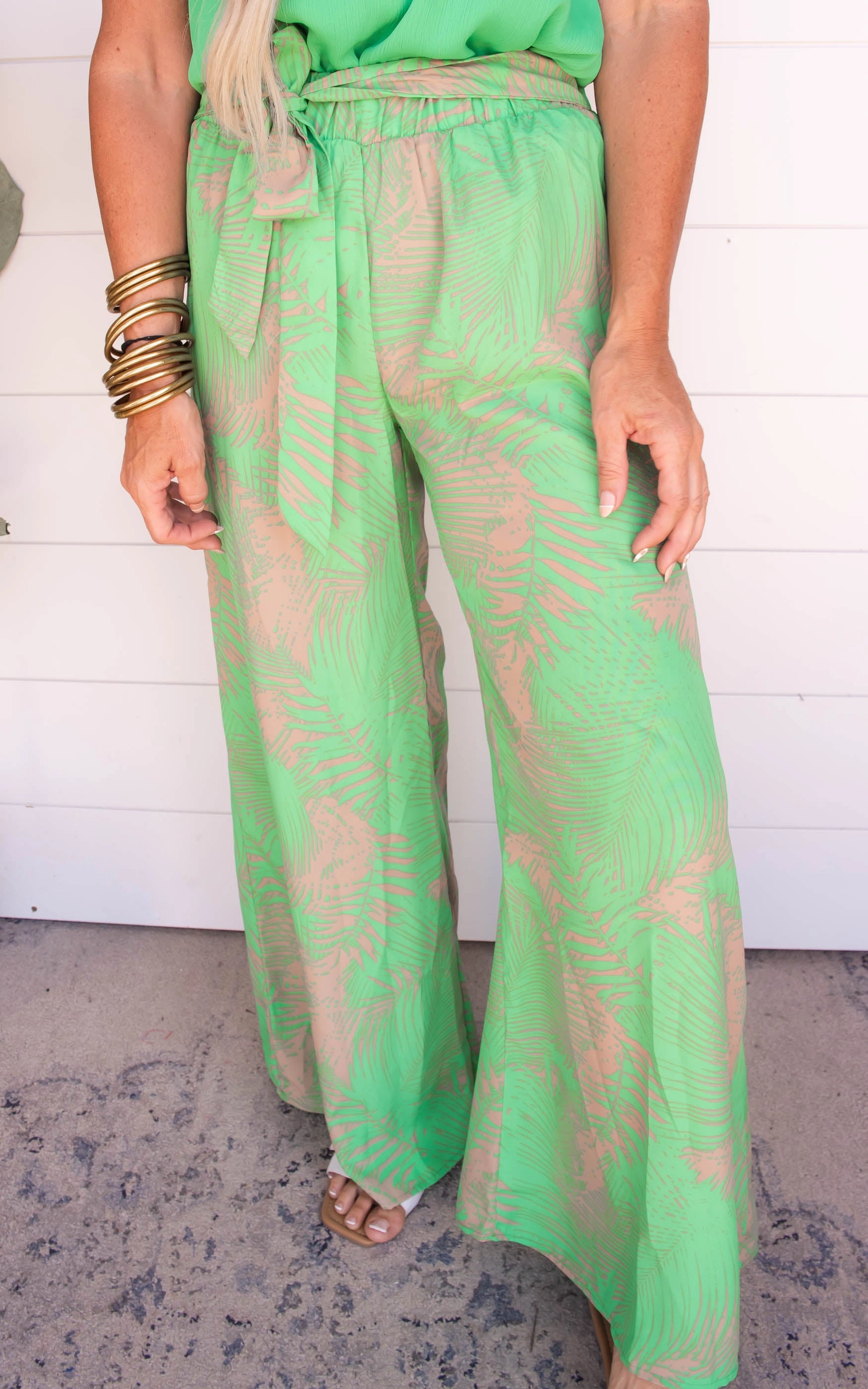 Halia Leaf Tie Waist Wide Leg Pants | FINAL SALE
