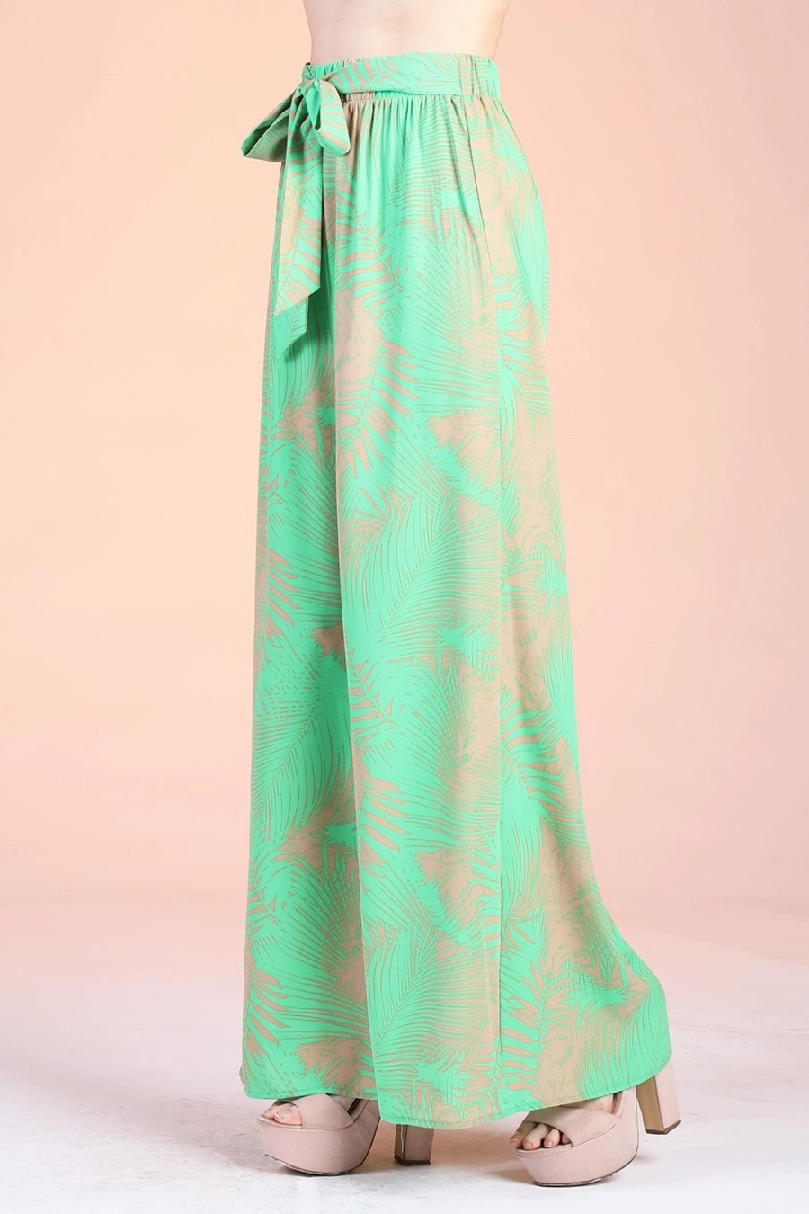 Halia Leaf Tie Waist Wide Leg Pants | FINAL SALE