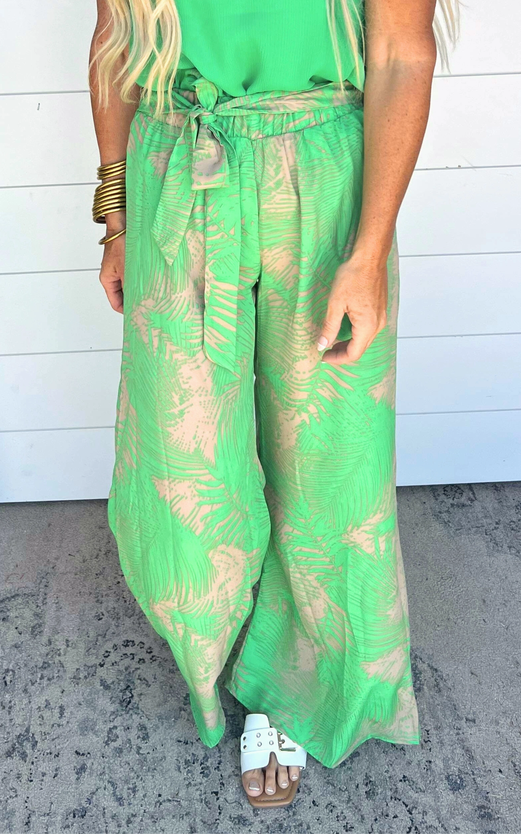Halia Leaf Tie Waist Wide Leg Pants | FINAL SALE