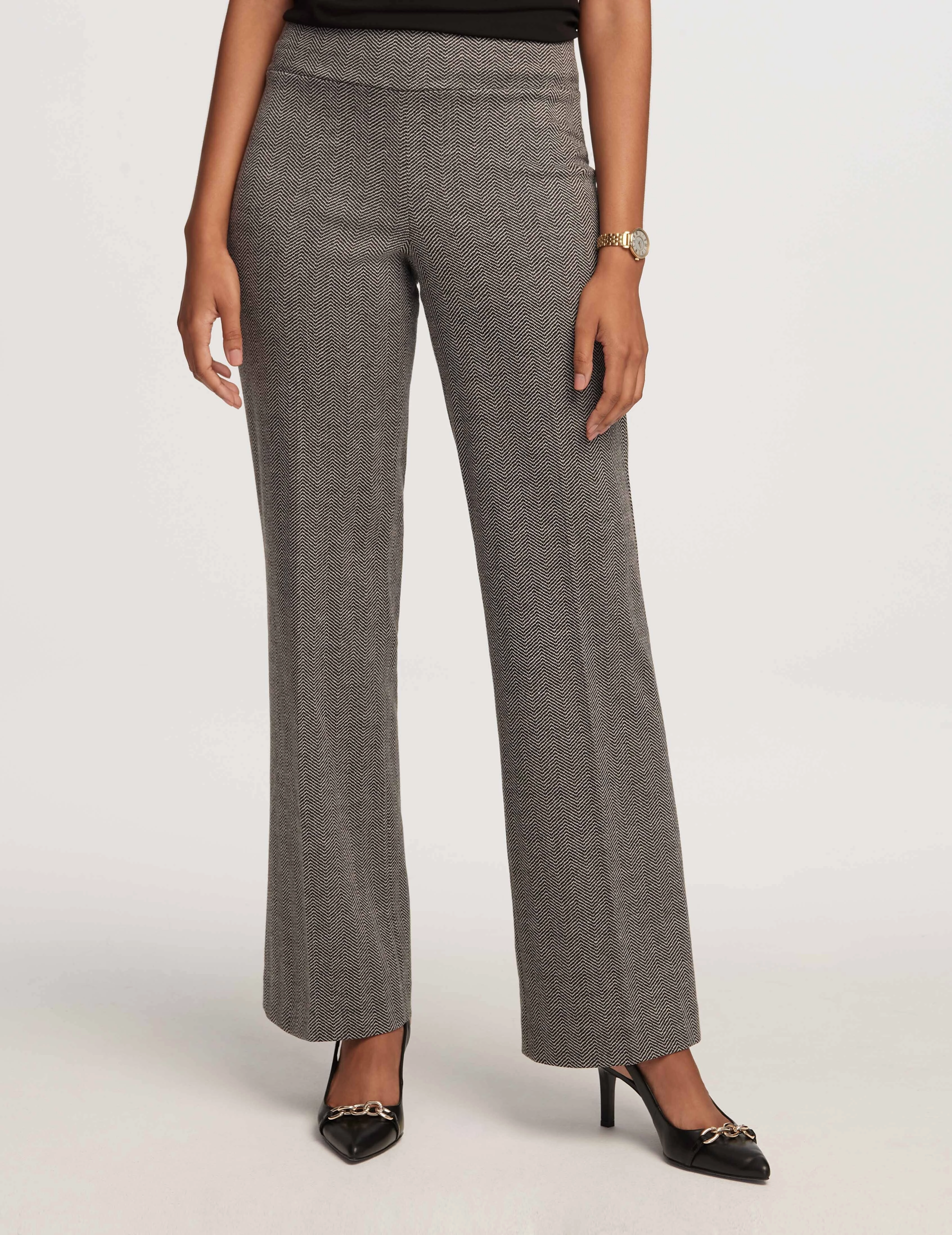 Herringbone Pull On Wide Leg Pants- Sale