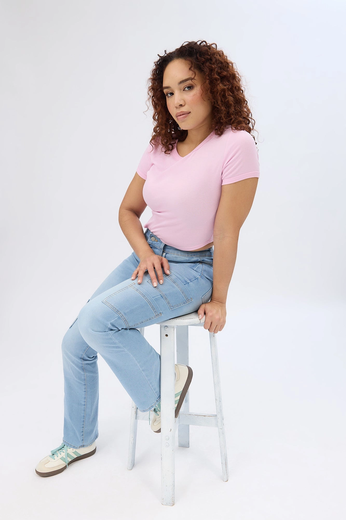 High Rise Cargo Bootcut Jeans