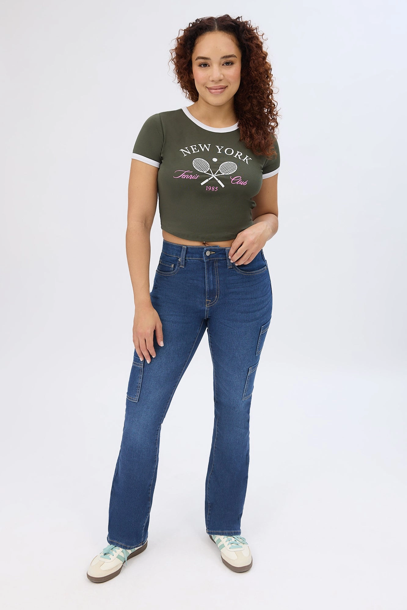 High Rise Cargo Bootcut Jeans
