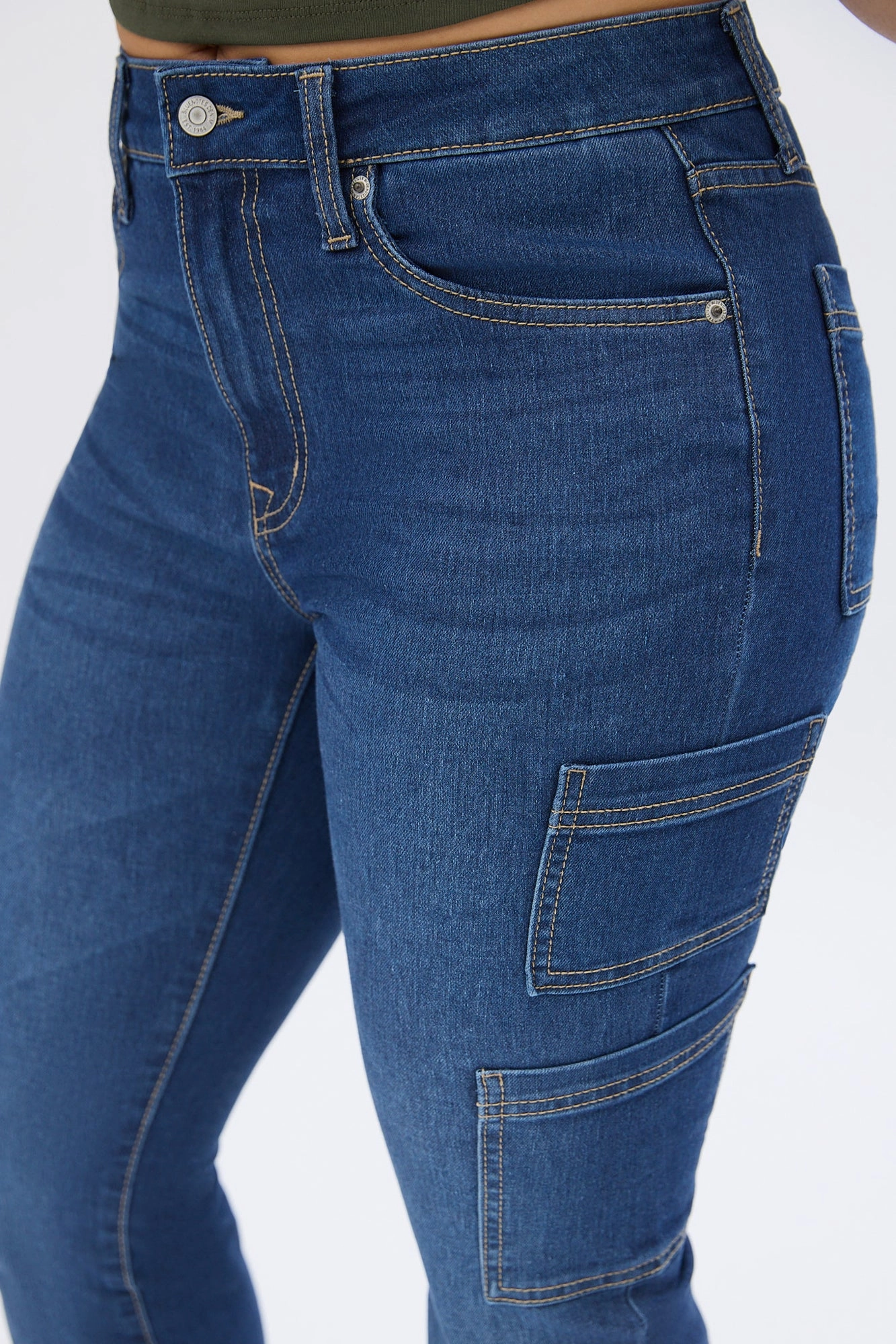 High Rise Cargo Bootcut Jeans