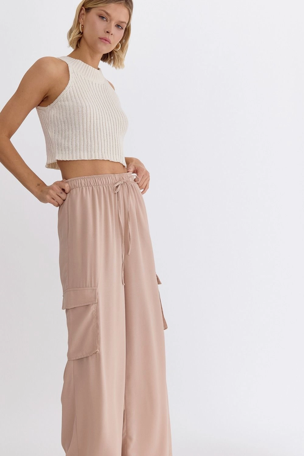 High Waisted Utility Wide Leg Pants