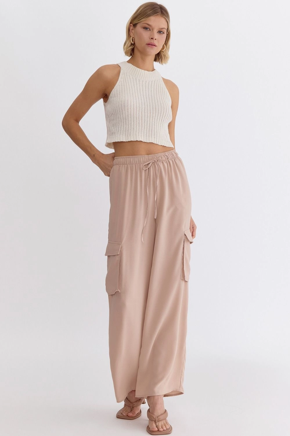 High Waisted Utility Wide Leg Pants