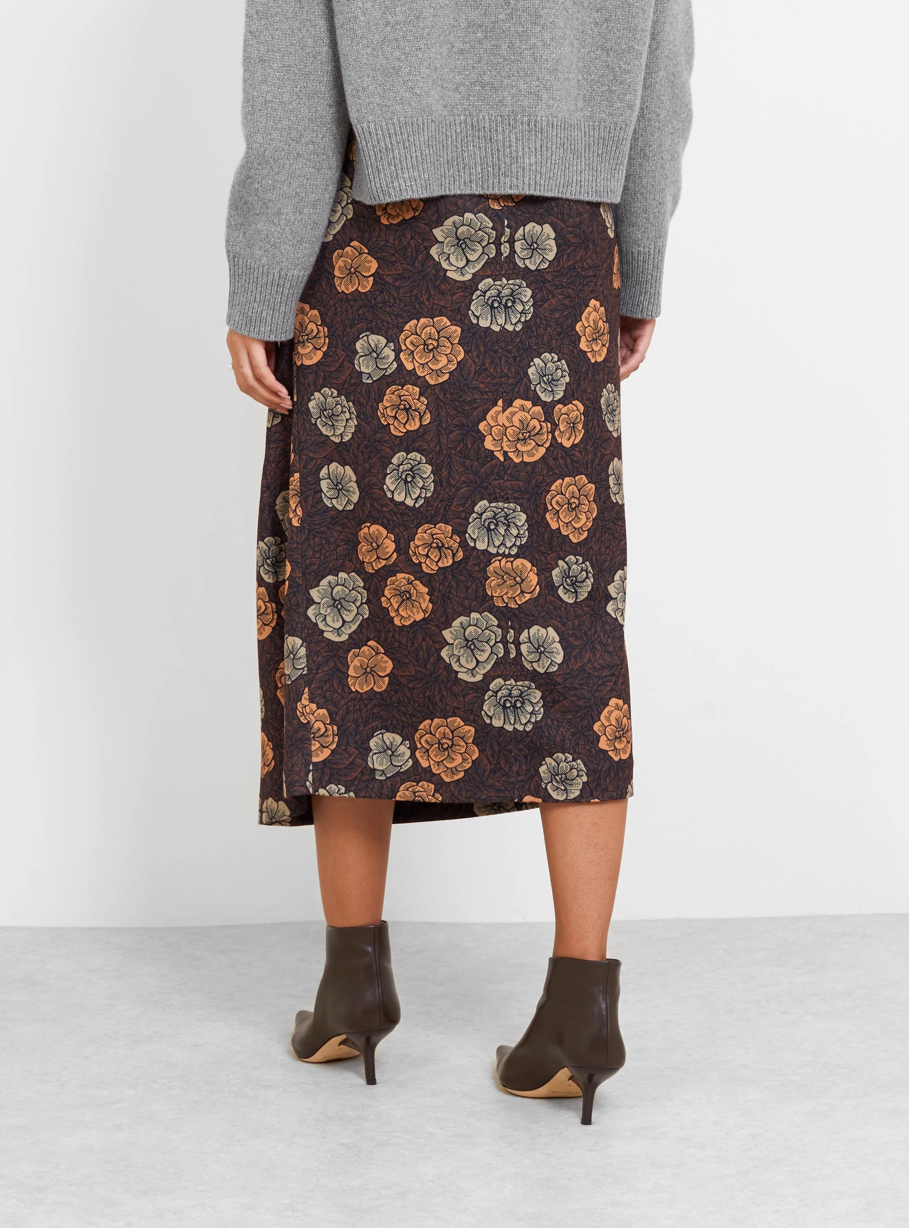 Iris Skirt Flower Mocha Brown