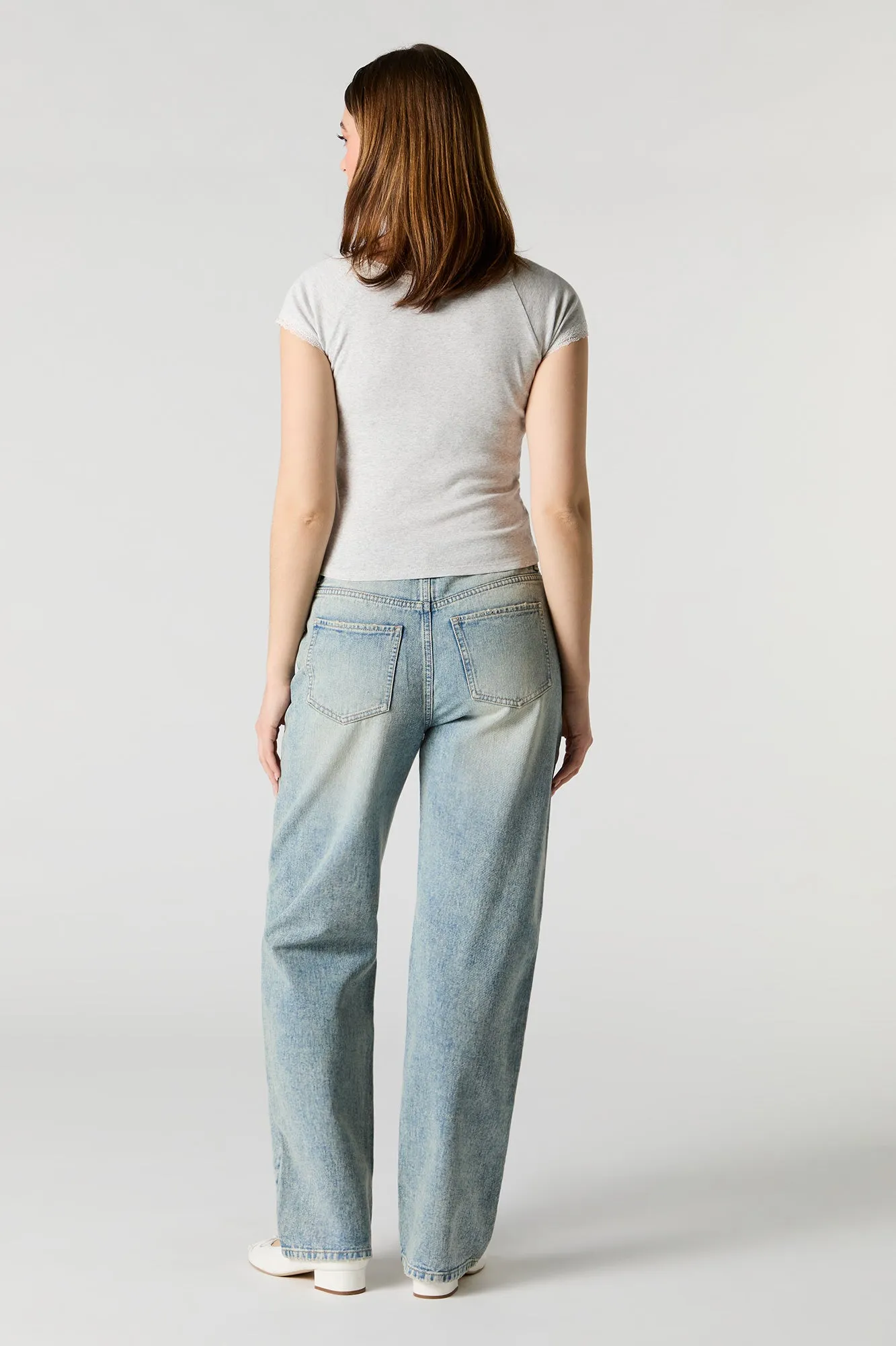 Jean ample à jambe large délavé moyen vintage