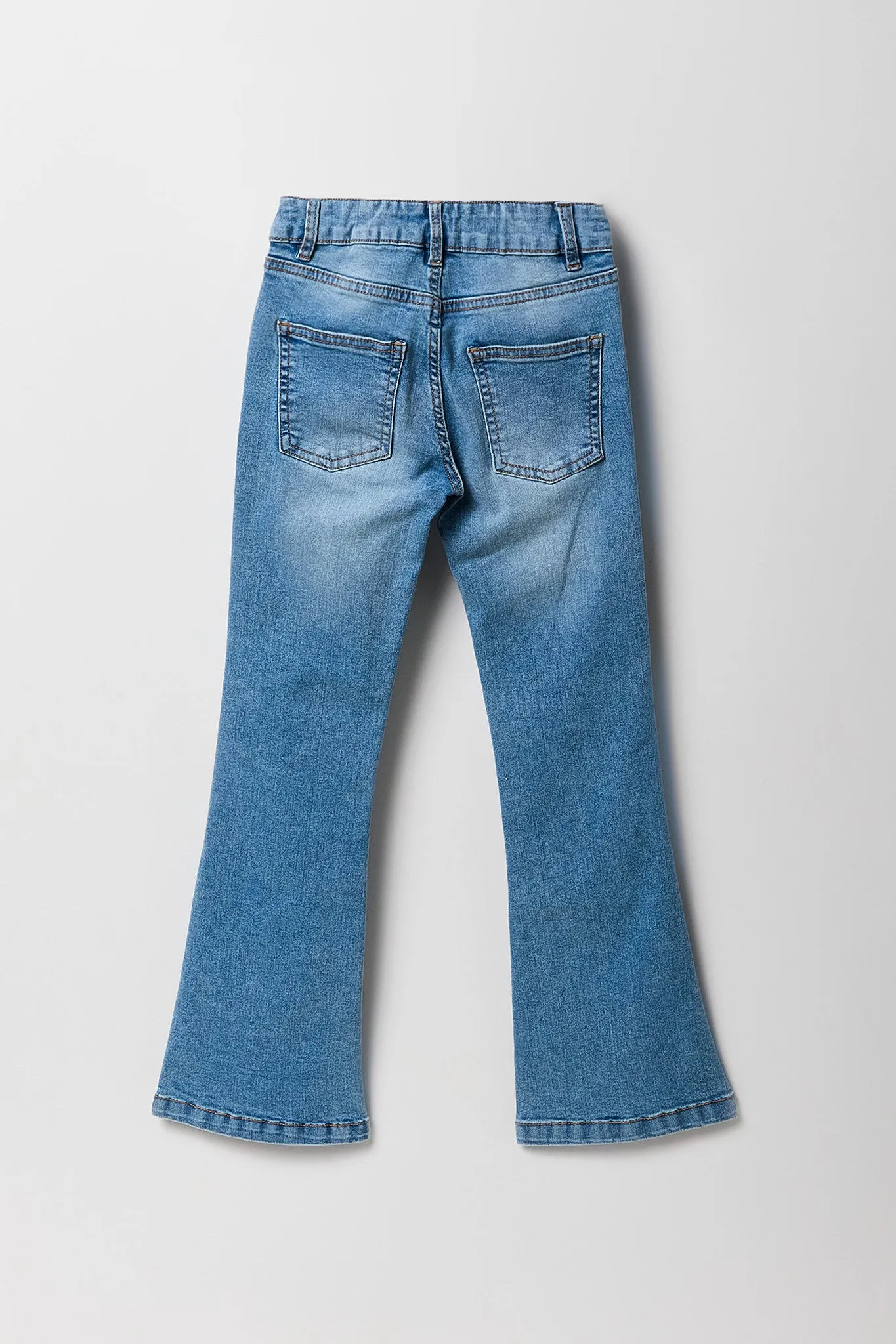 Jean à jambe évasée délavé noir pour fille