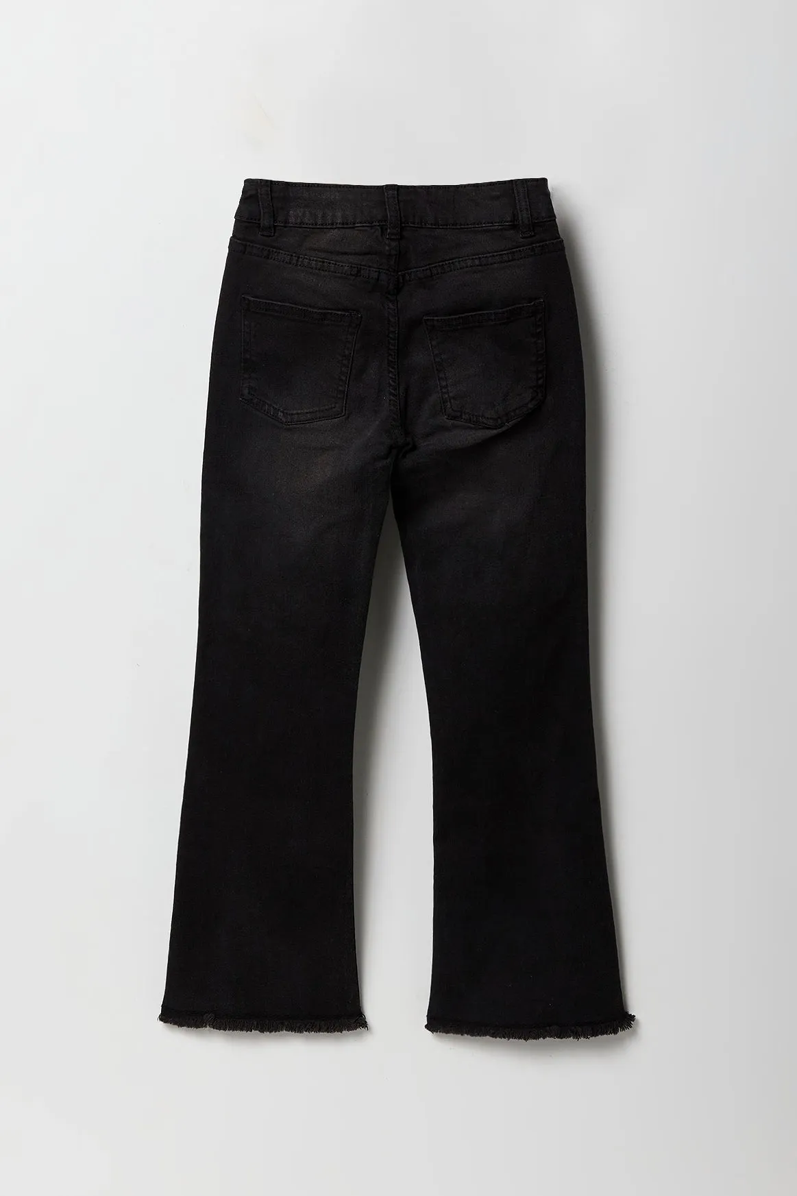 Jean à jambe évasée délavé noir pour fille