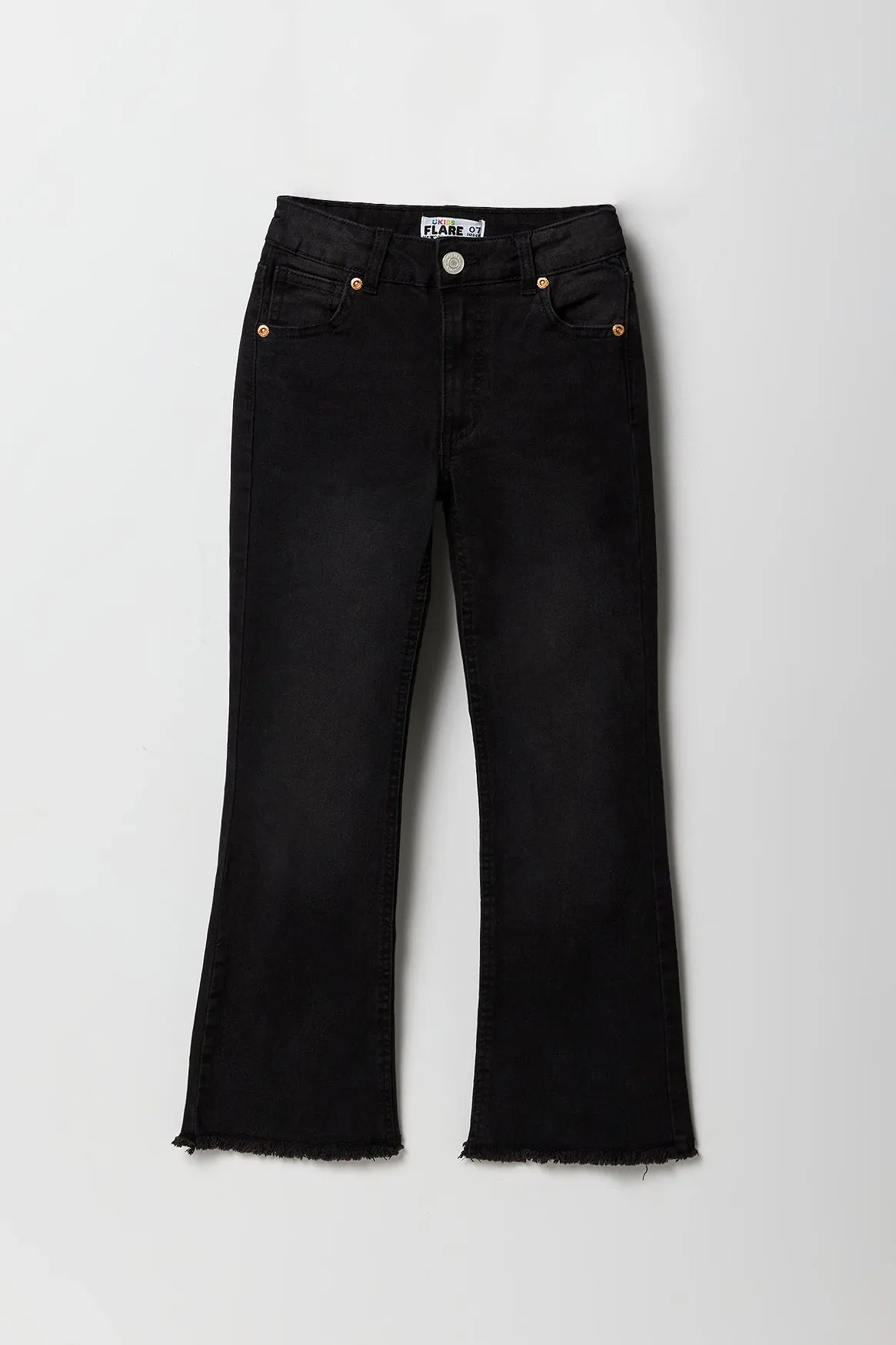 Jean à jambe évasée délavé noir pour fille