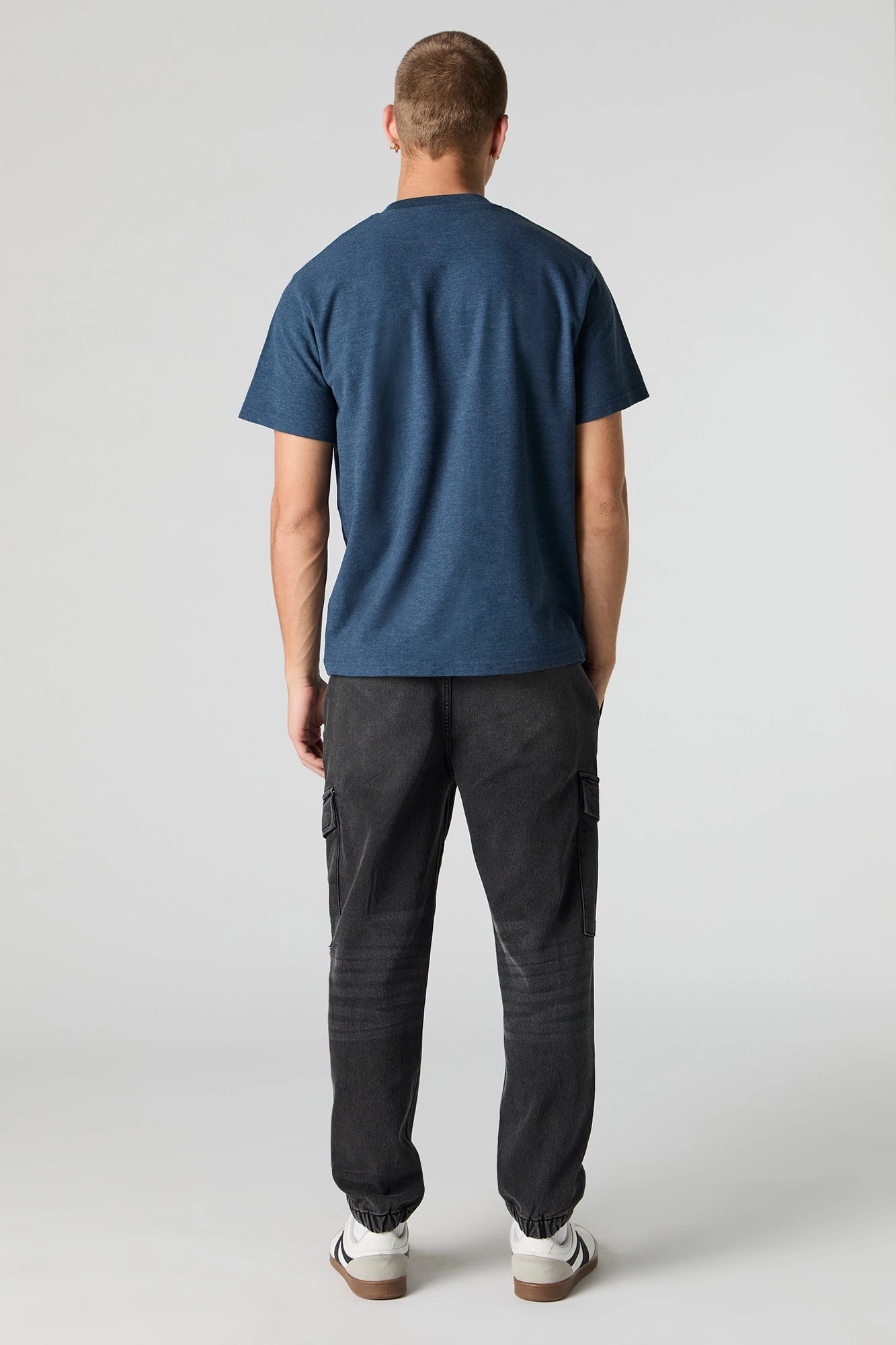 Jogger cargo en denim à taille coulissante