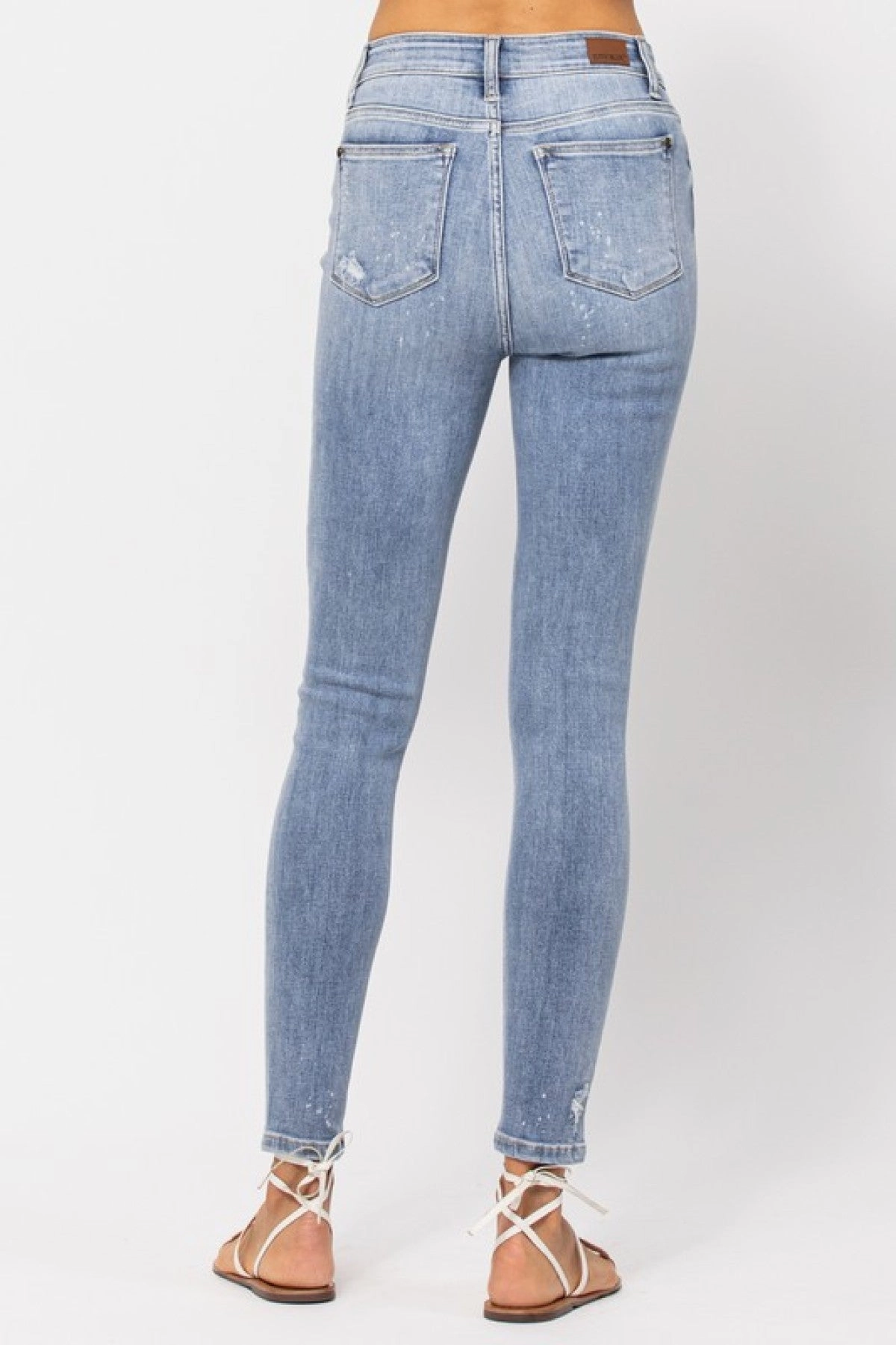 Judy Blue High Rise Bleach Splash Destroyed Skinny Jeans