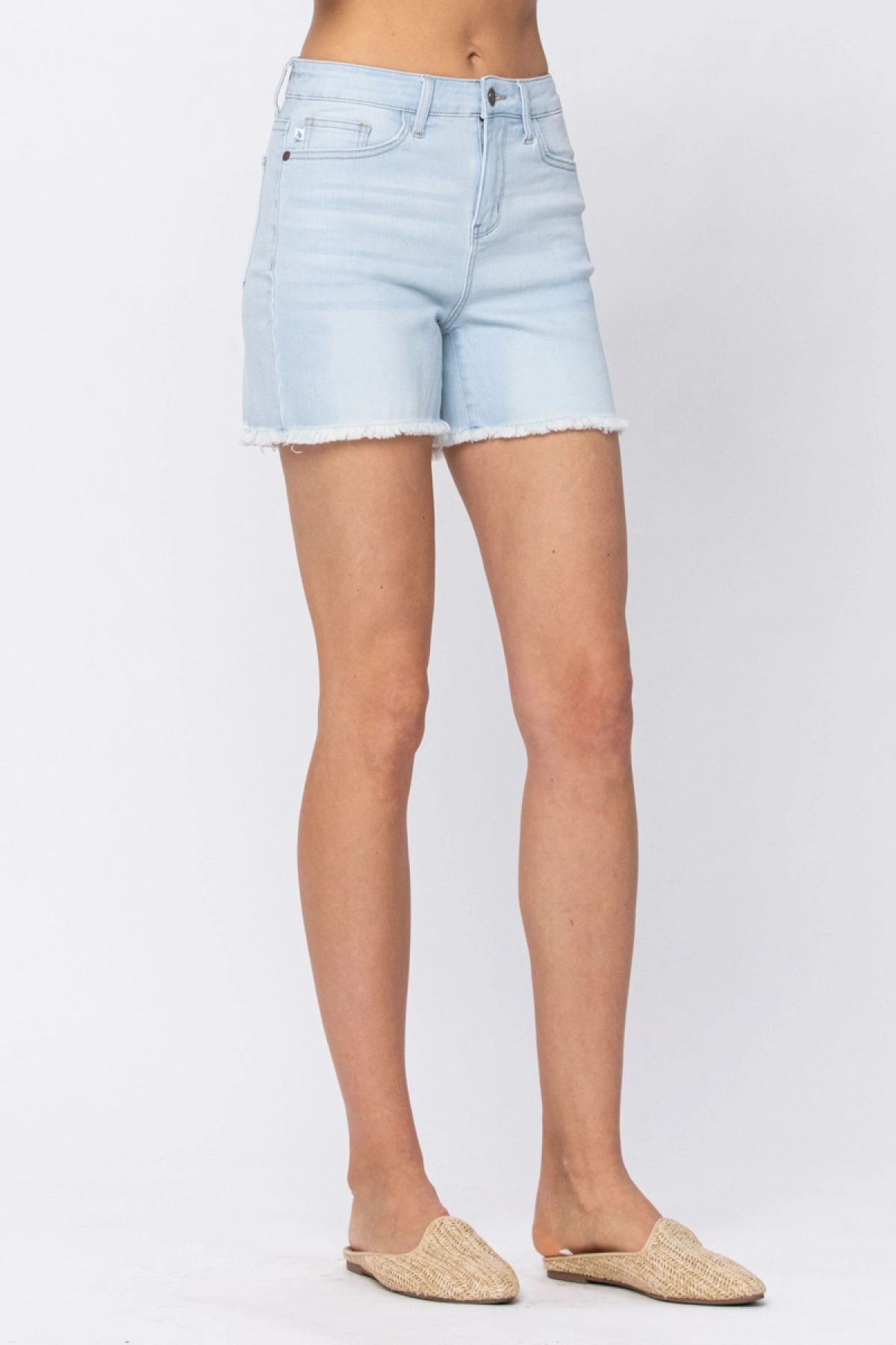 Judy Blue High Waist Bleach Light Cut Off Denim Shorts