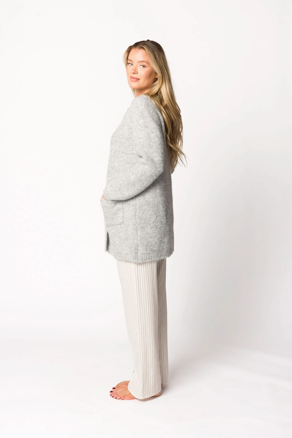 Julie Striped Cotton Pants in Ivory/Black