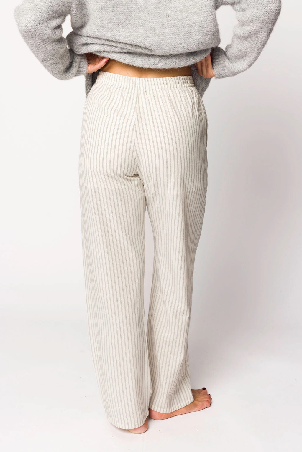 Julie Striped Cotton Pants in Ivory/Black