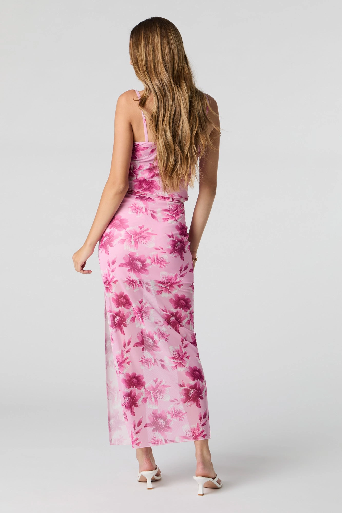 Jupe maxi fleurie avec fente