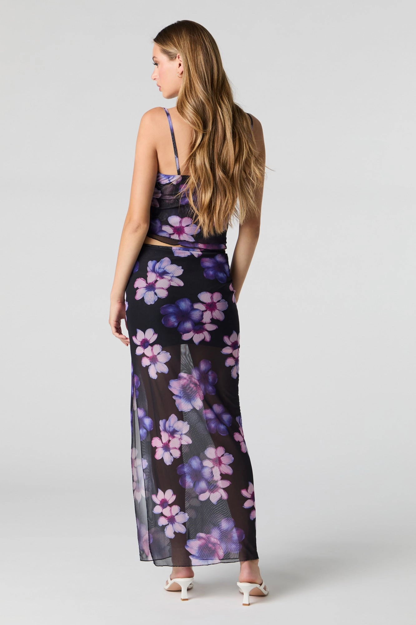 Jupe maxi fleurie avec fente