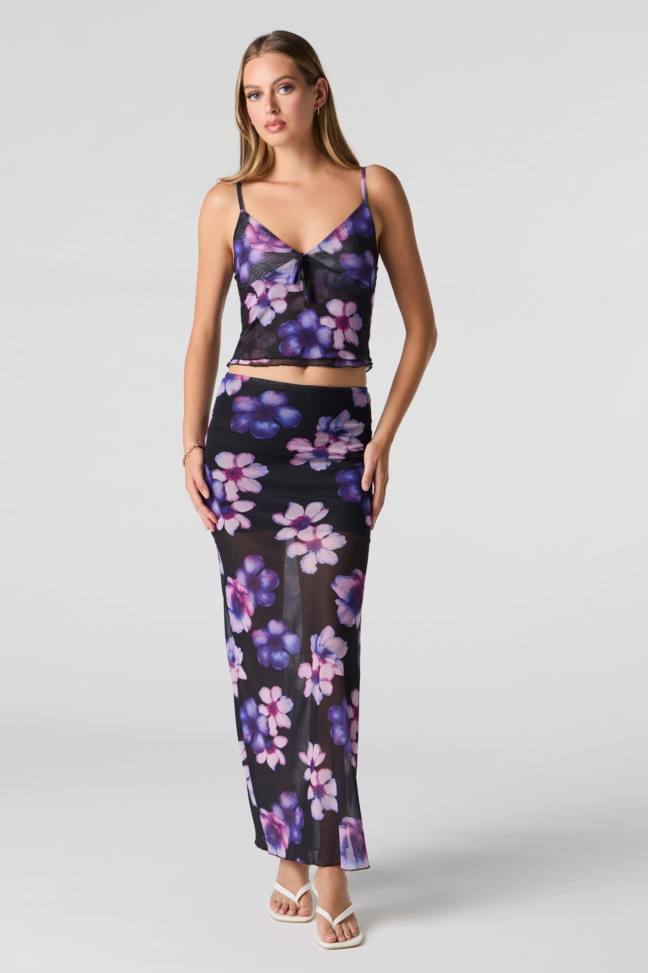Jupe maxi fleurie avec fente