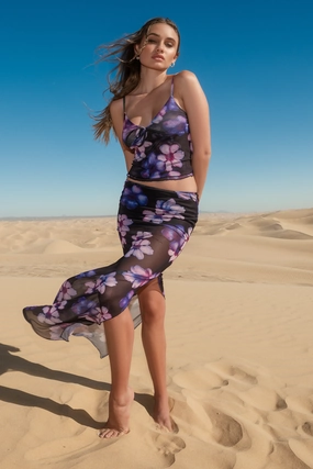 Jupe maxi fleurie avec fente