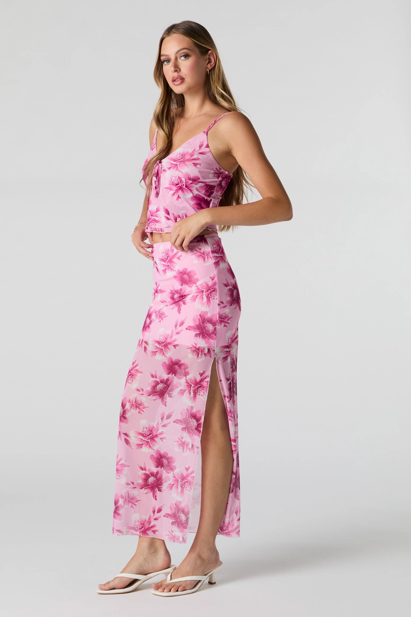 Jupe maxi fleurie avec fente