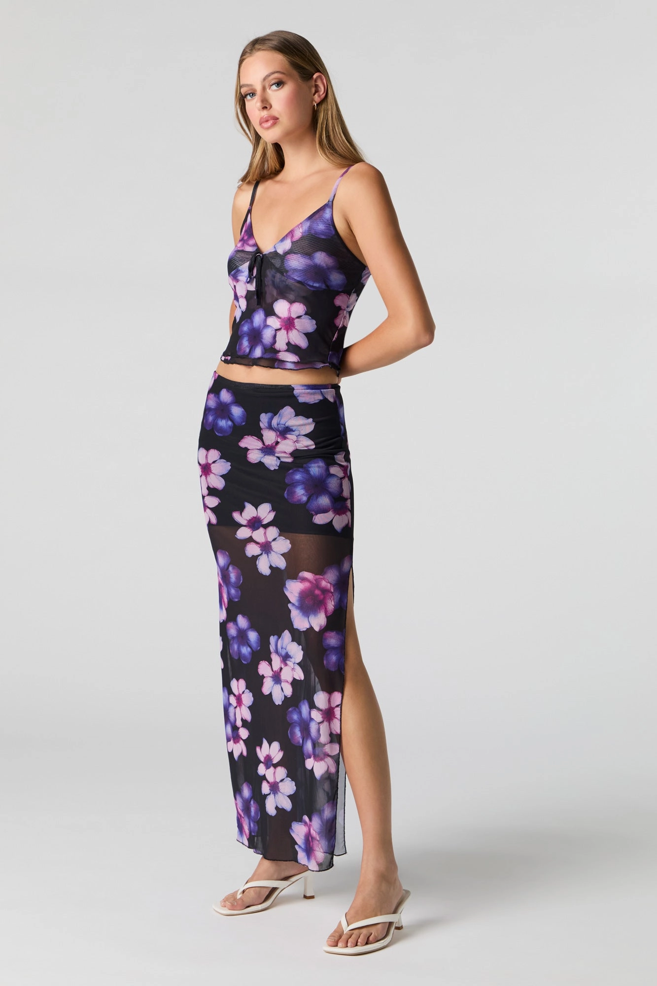 Jupe maxi fleurie avec fente