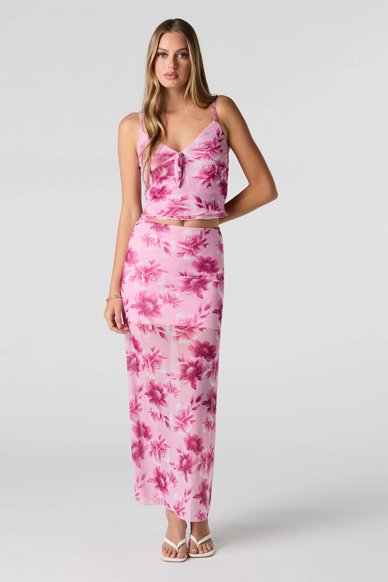 Jupe maxi fleurie avec fente