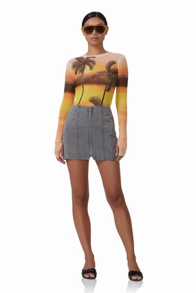 Karol Mini Skirt - Smoke Grey Wash