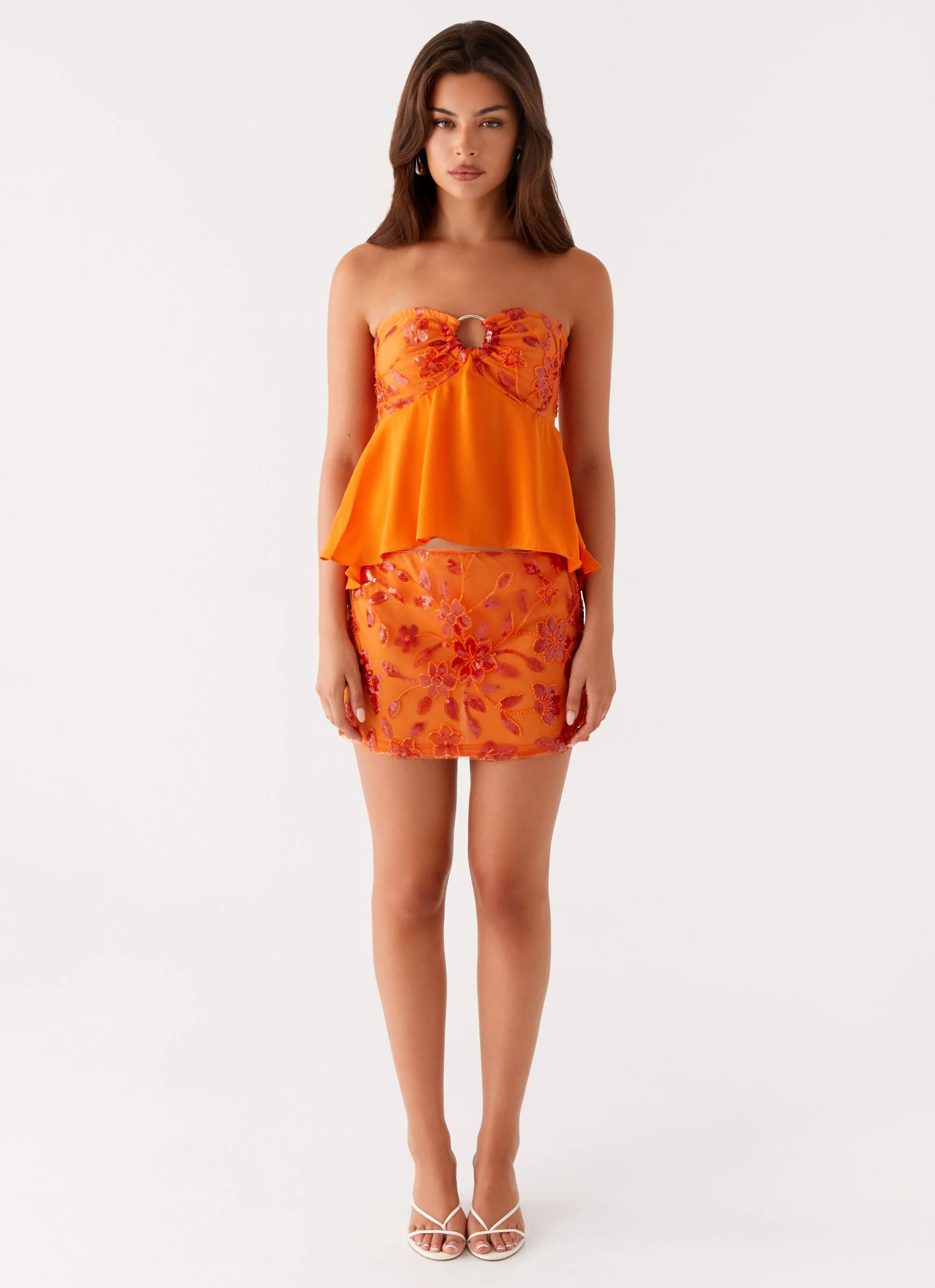 Kenya Beaded Mini Skirt - Orange