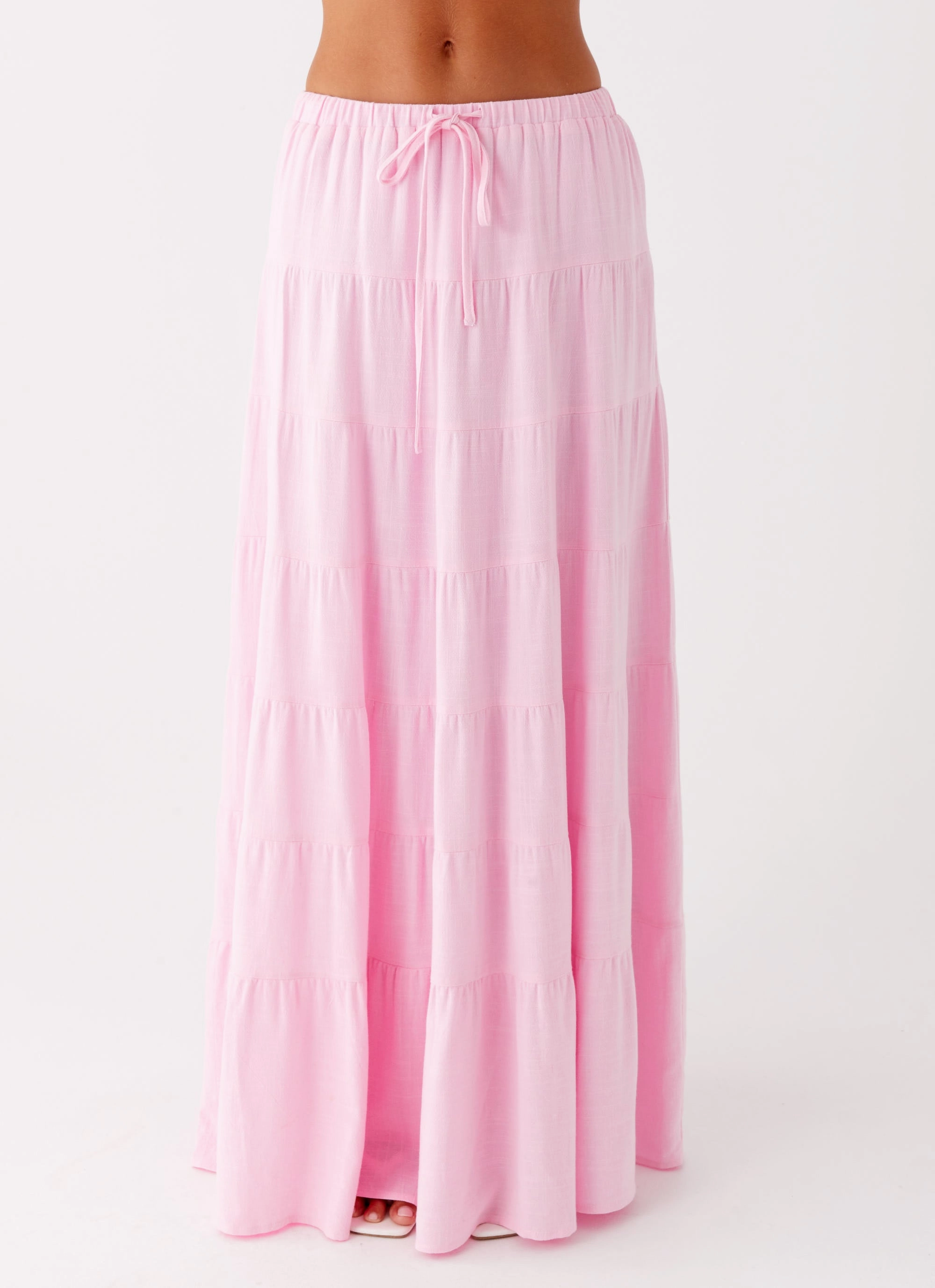 Mariella Linen Maxi Skirt - Pink