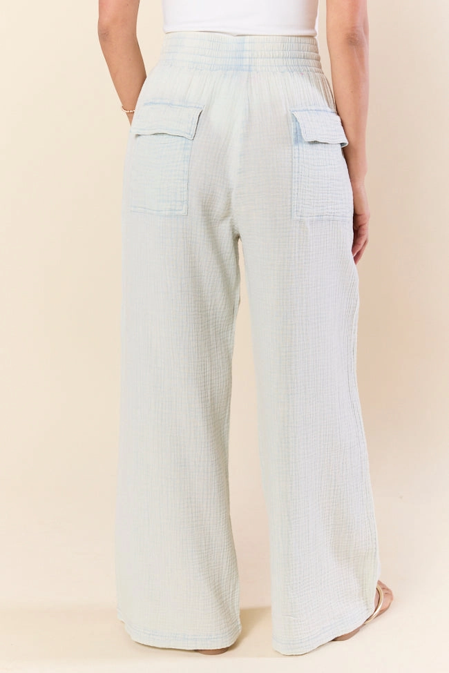 Match My Energy Light Blue Acid Wash Gauze Pants