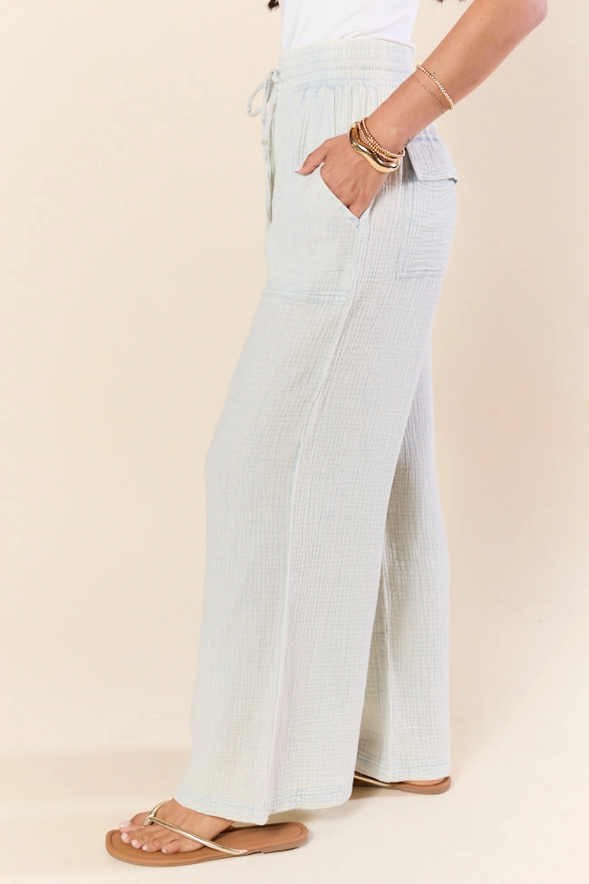 Match My Energy Light Blue Acid Wash Gauze Pants