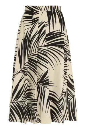 Max Mara Studio Fern-Printed Poplin Midi Skirt