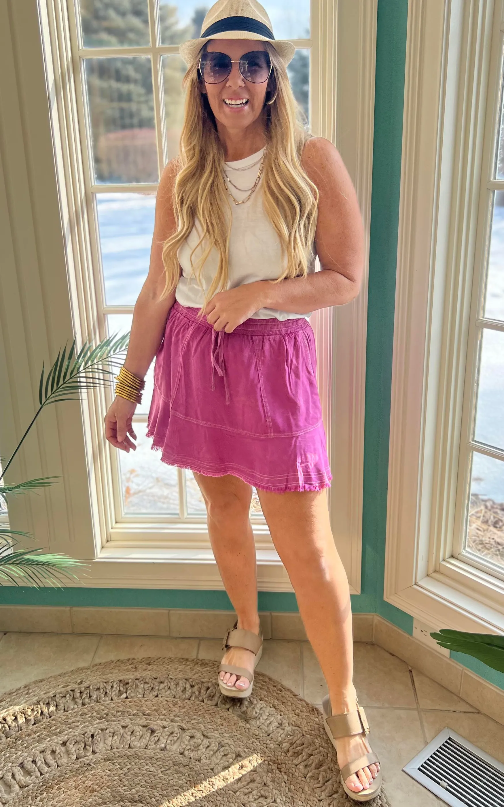 MINERAL WASHED DRAWSTRING POCKET MINI SKIRT - Final Sale