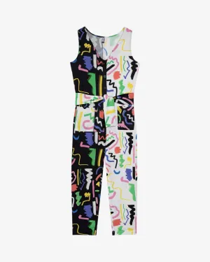 Miss Pompom Black & White Scribble Sunny Days Jumpsuit