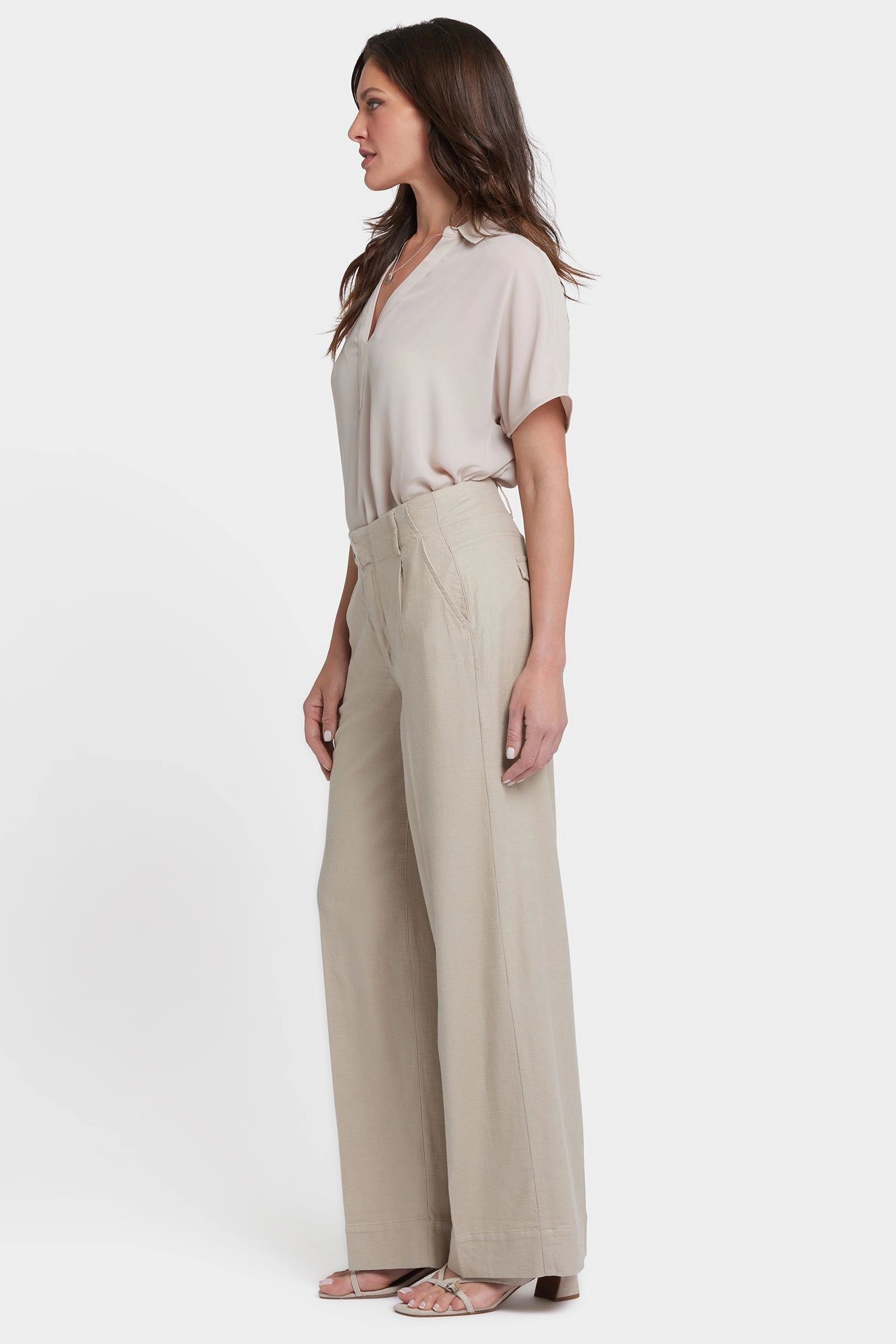 Mona Wide Leg Trouser Pants - Feather