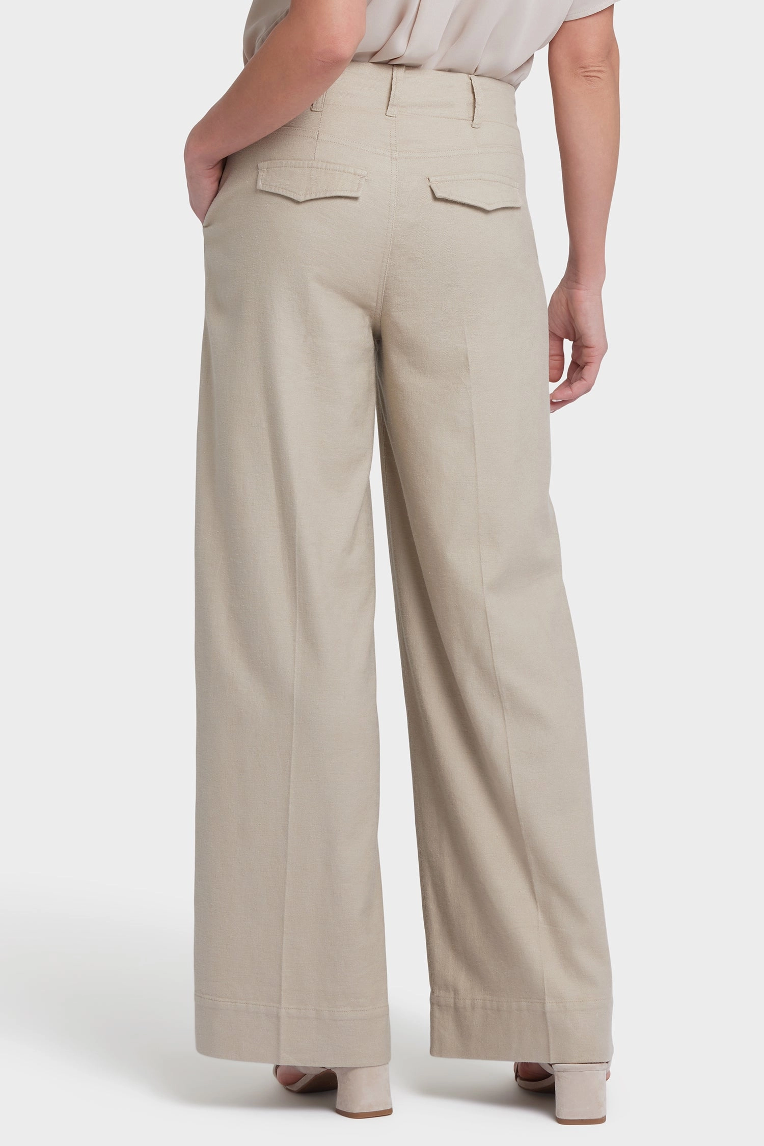 Mona Wide Leg Trouser Pants - Feather