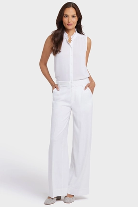 Mona Wide Leg Trouser Pants - White