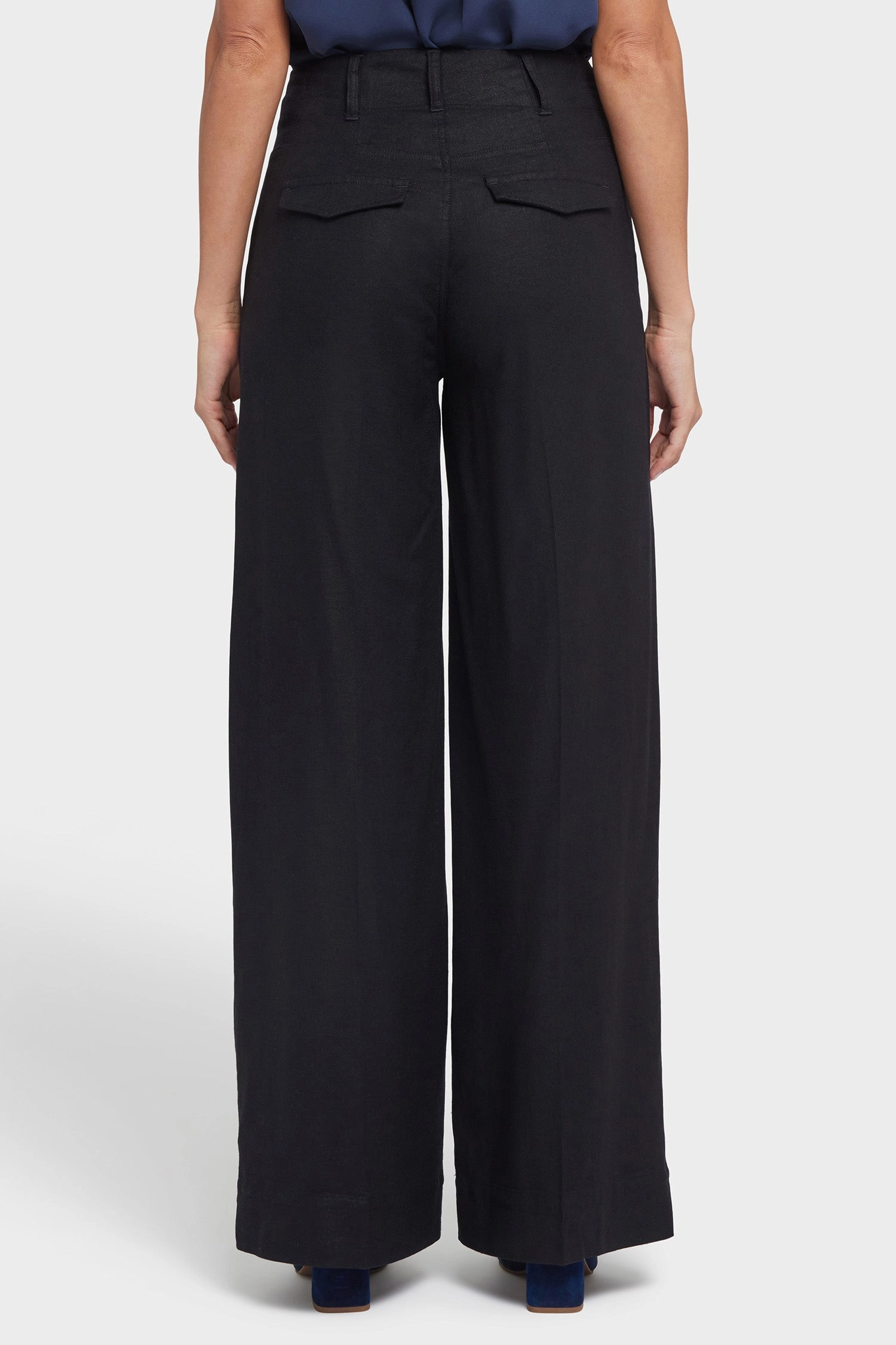 Mona Wide Leg Trouser Pants In Petite - Black