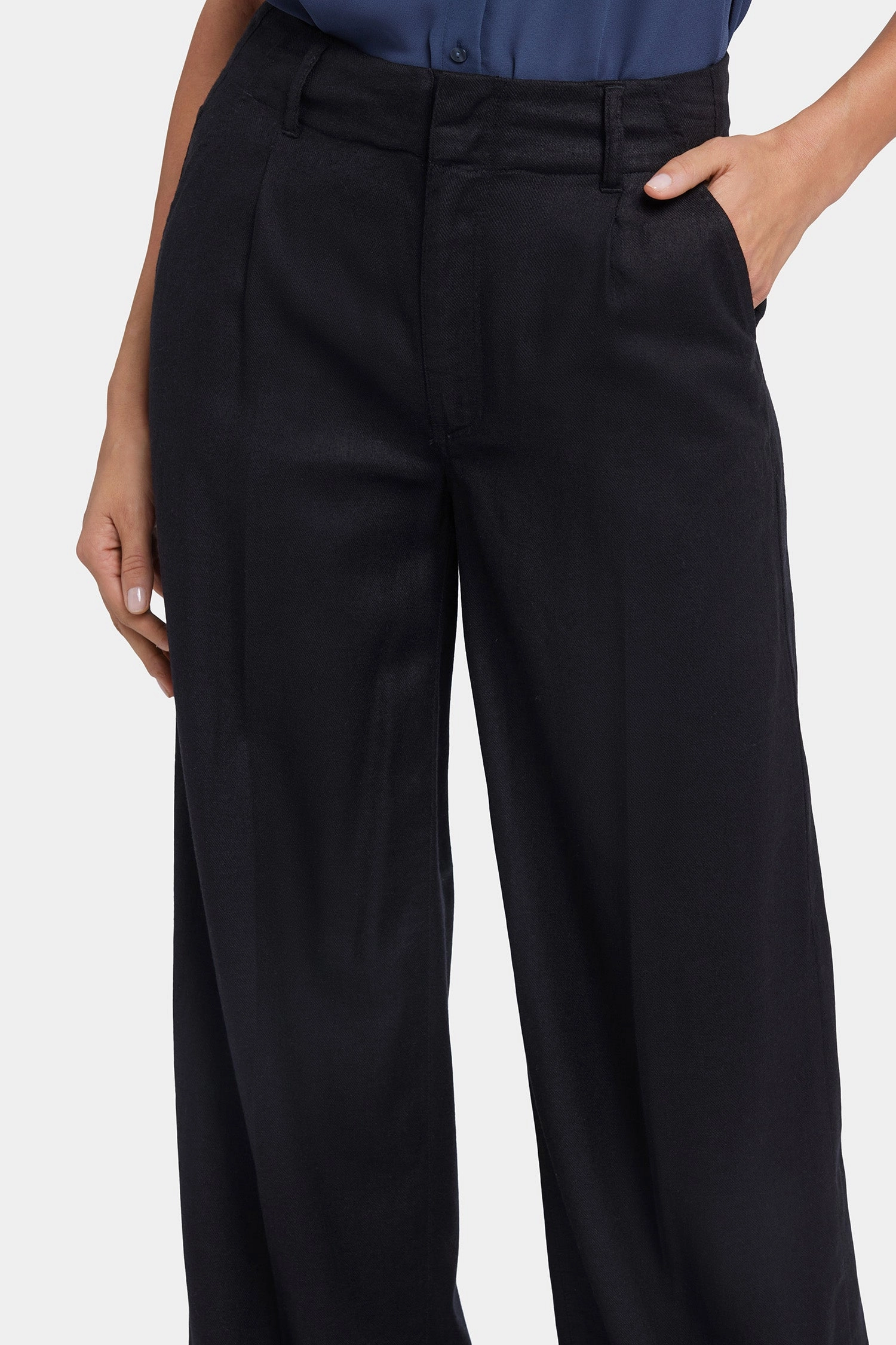 Mona Wide Leg Trouser Pants In Petite - Black