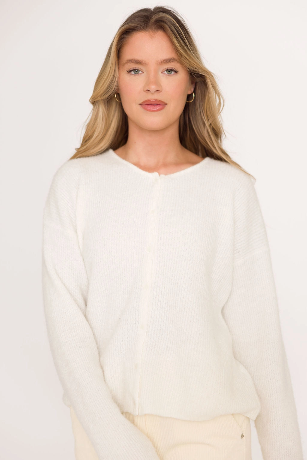 Newport Cardigan in Ivory - Nursing Friendly