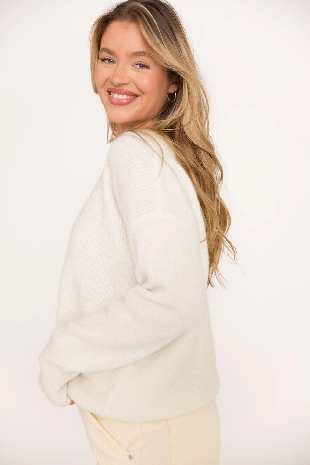 Newport Cardigan in Ivory - Nursing Friendly