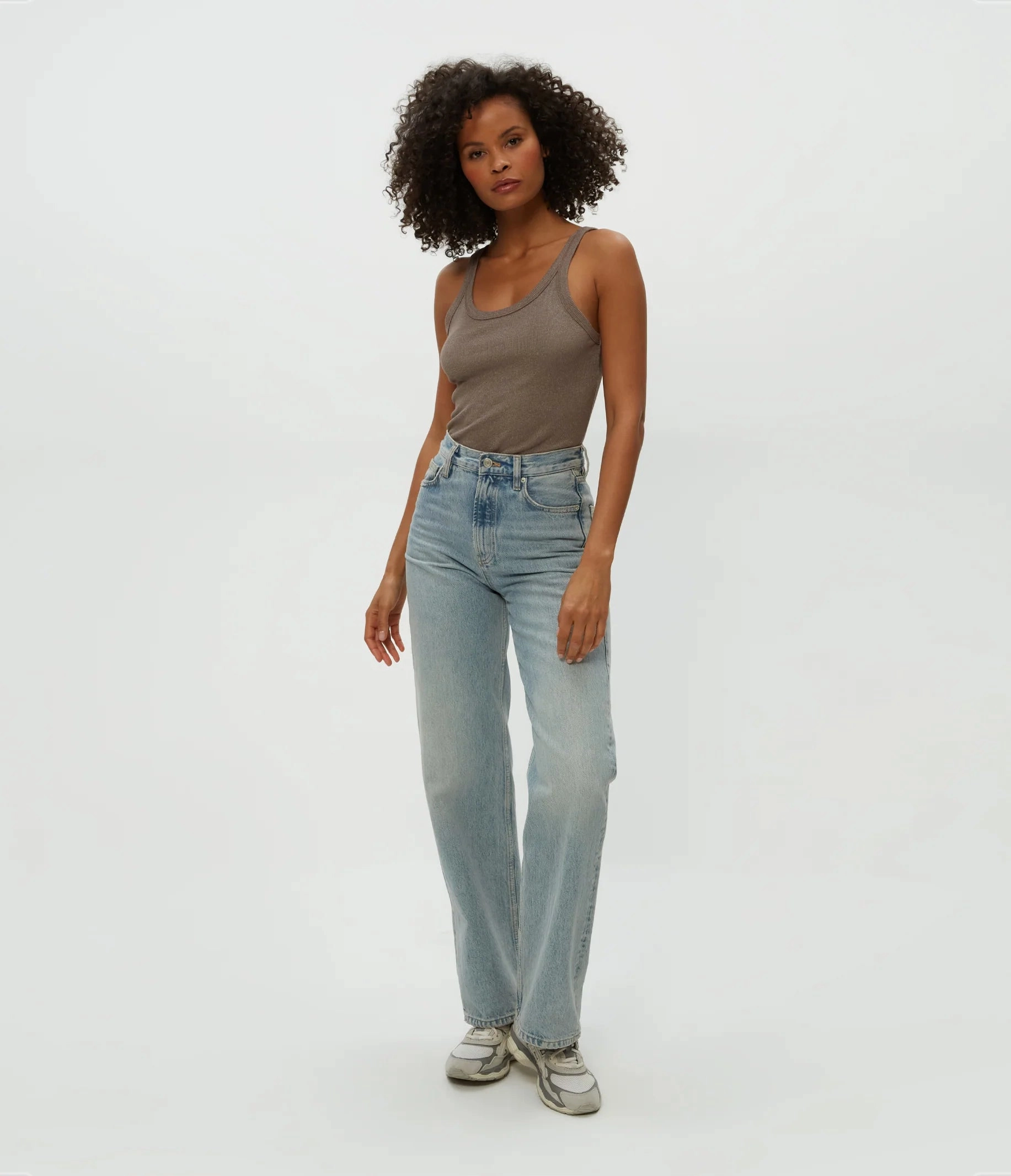 Nicole Shine Tank - Cobblestone