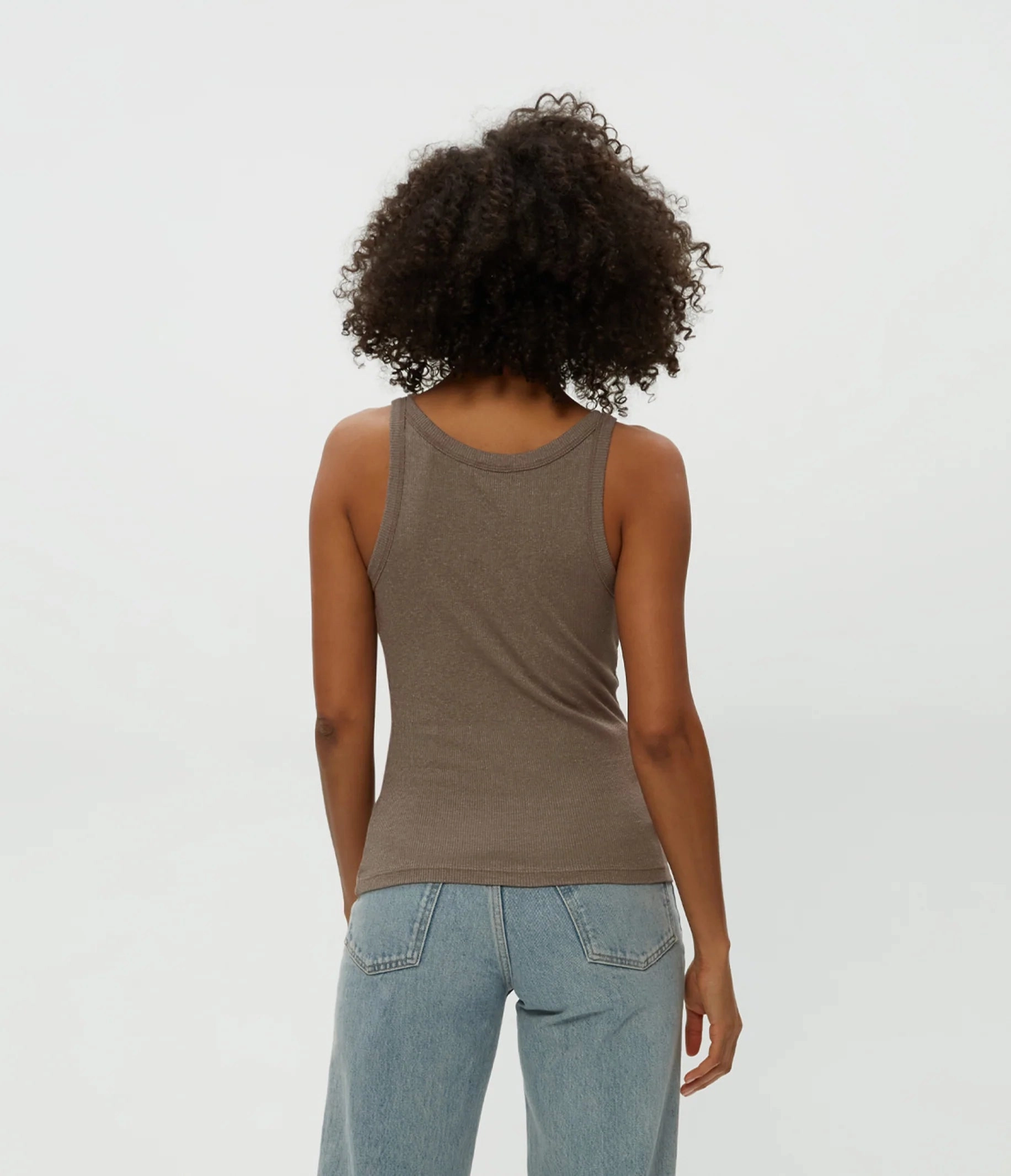 Nicole Shine Tank - Cobblestone