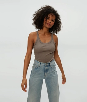 Nicole Shine Tank - Cobblestone