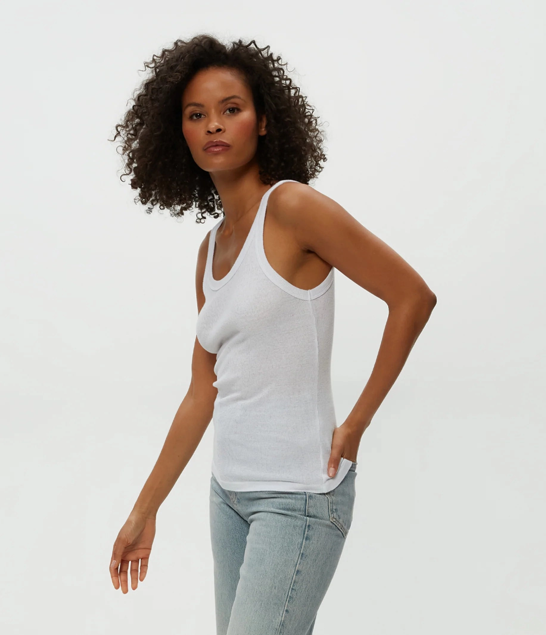 Nicole Shine Tank - White