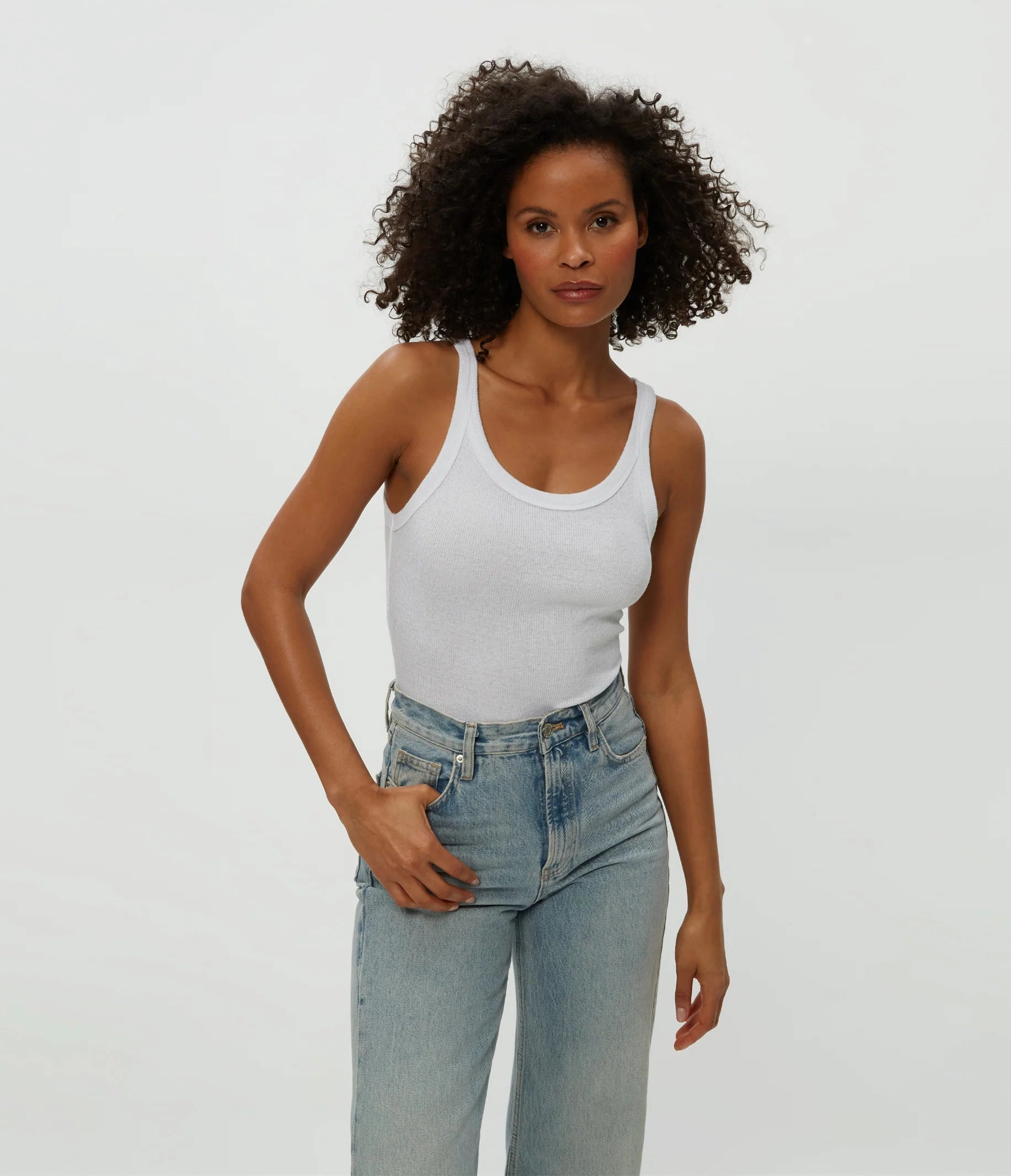 Nicole Shine Tank - White