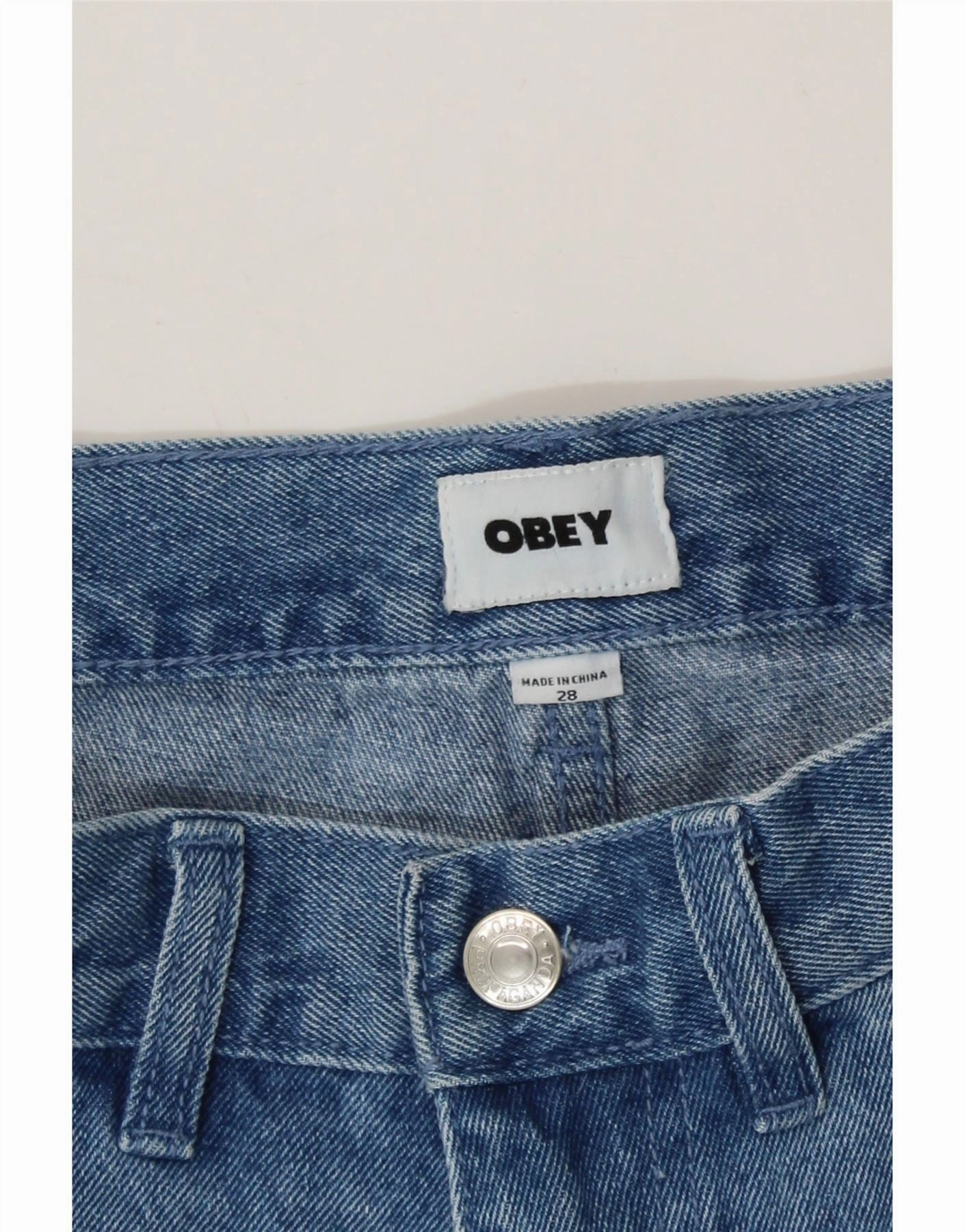 OBEY Womens Cargo Straight Jeans W28 L29 Blue Cotton