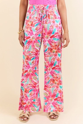 Paddle Out Pink Floral Printed Pull On Pants