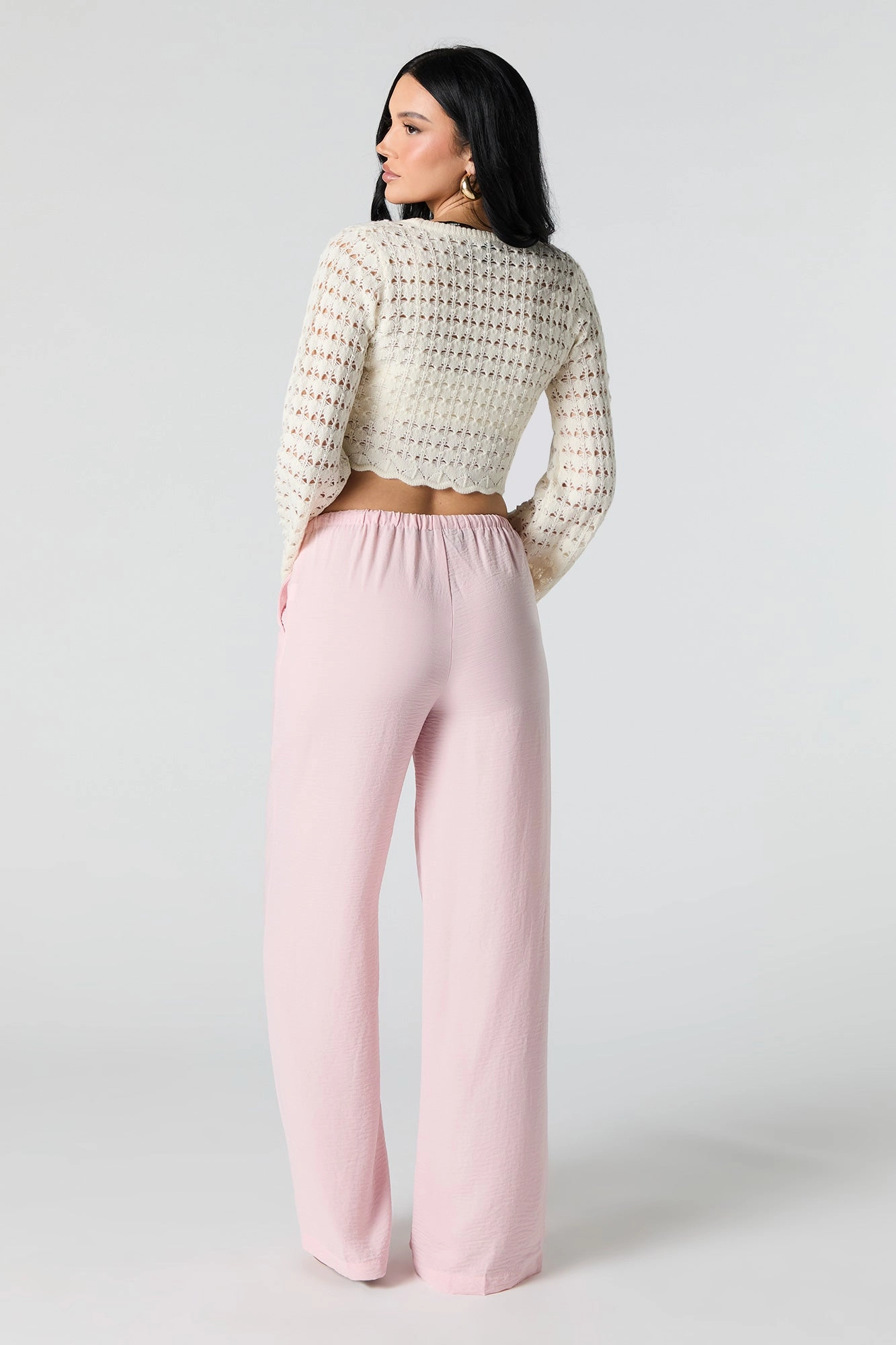 Pantalon à jambe large avec taille coulissante